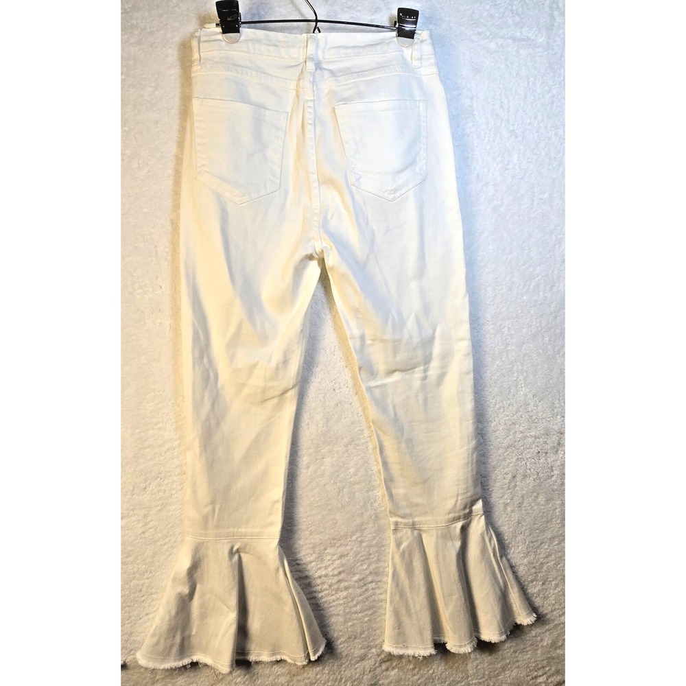 Womens White Raw Hem Flare Fairy Cottage Jean Cropped Small 28x26 Festival Indie - Picture 7 of 12